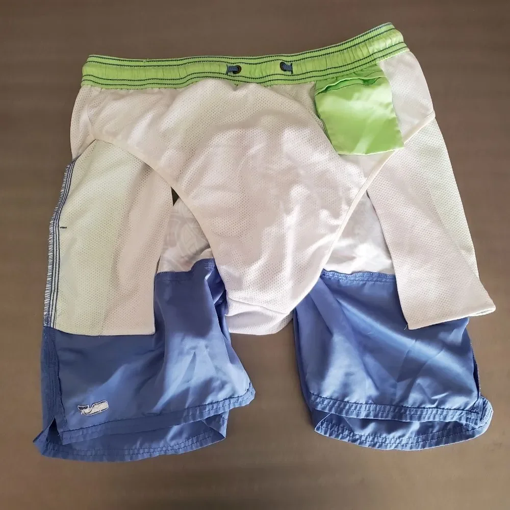 Vineyard Vines Sea of Turtles Bungalow Swim Trunks Blue Green Men’s M
